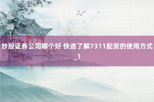炒股证券公司哪个好 快速了解7311配资的使用方式_1