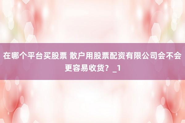 在哪个平台买股票 散户用股票配资有限公司会不会更容易收货？_1